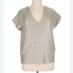White House Black Market Metallic Silver Blouse